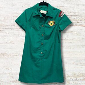Vintage Girl Scouts USA Lone Star Council Uniform Dress SPB Badge Green